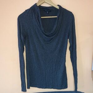 Banana Republic Navy Blue Long Sleeve Drape Neck Tee